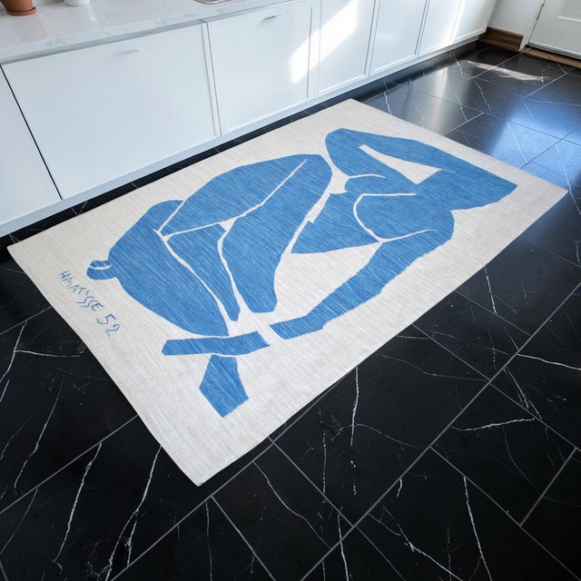 Henri Matisse Henri Matisse - Blue Nude 3 - Inspired Silk Hand Woven Flat Weave Area - Wall Rug 4′8″ × 6′10″ For Sale - Image 4 of 16