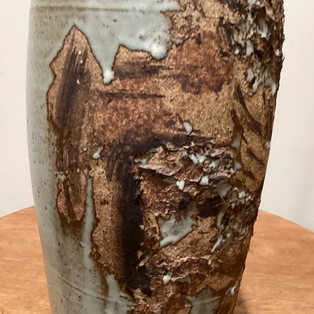 Ceramic Vintage Stoneware Vase With Abstract Decoration Signed 1970 For Sale - Image 7 of 13