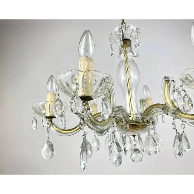 Gold Gilt Brass and Crystal Chandelier from Maria Theresa, 1960s For Sale - Image 8 of 11