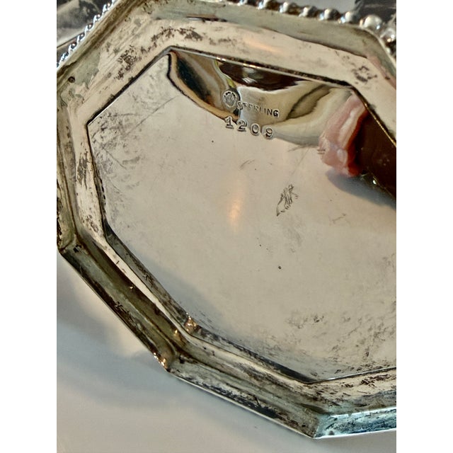 Pair of Unweighted Antique Woodside Sterling Co. Hexagonal Candlesticks .925 For Sale - Image 9 of 11