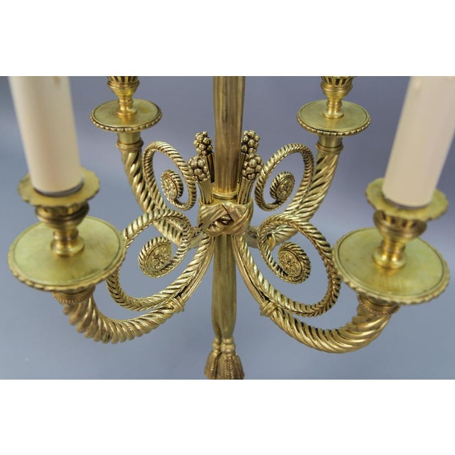 Gold Louis XVI French Bronze Ribbon and Tassel Four-Light Chandelier, 1910s For Sale - Image 8 of 18