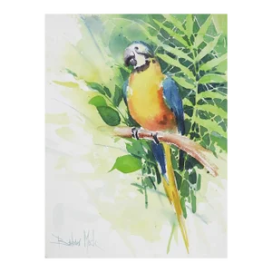 Late 20th Century Barbara Mock Parrot Watercolor Painting