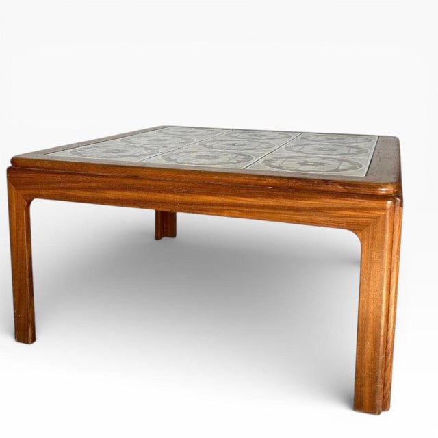 Contemporary Vintage Teak Coffee Table in Teak with Ceramic Tiled Top, 1970s For Sale - Image 3 of 10