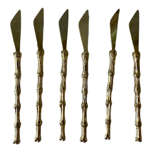 Vintage Gold Plated Bamboo Handle Cocktail Knives - Set of 6