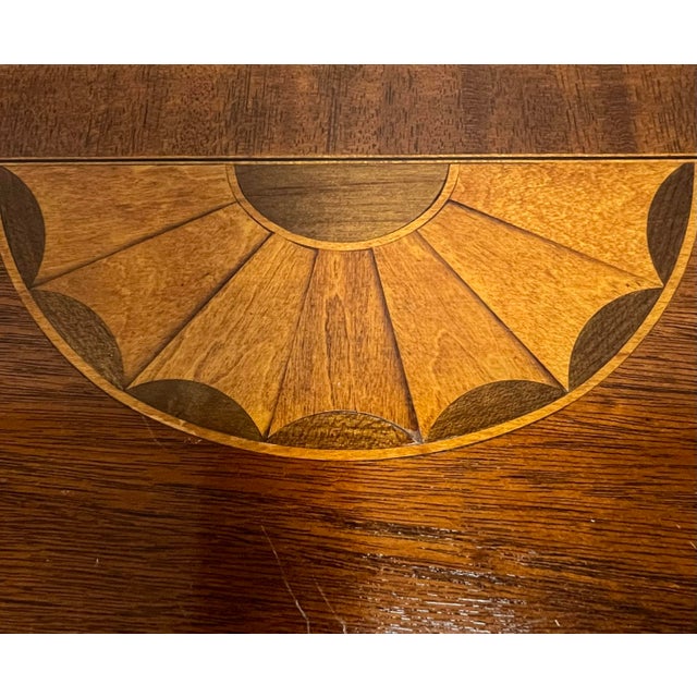 Wood Baker Furniture Hepplewhite Style Inlaid DemiLune Console Table For Sale - Image 7 of 11