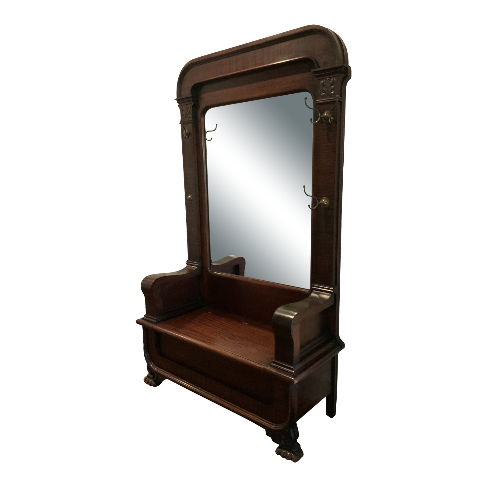 Mahogany Mirrored Hall Tree Bench Chairish