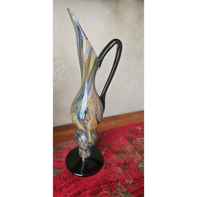 Exceptional Pair of Art Deco Hand-Blown Glass Pitchers by Degue, France, c.1920 For Sale - Image 6 of 16