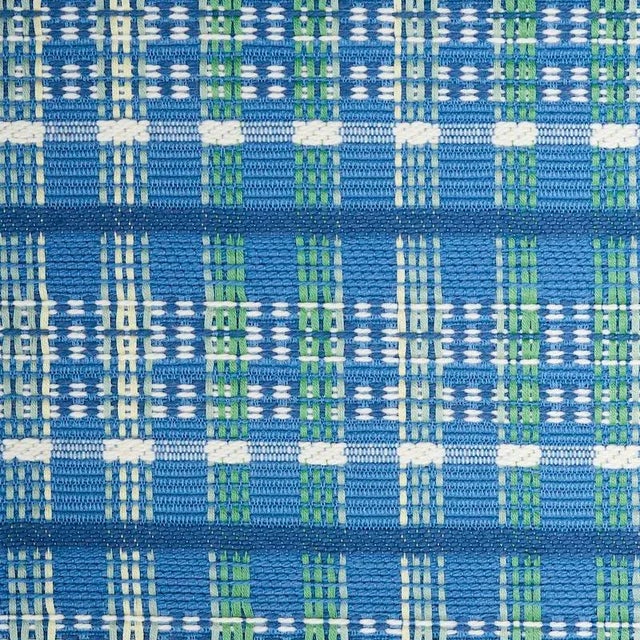 Mid-Century Modern Sample - Schumacher Zealand Check Fabric in Peacock For Sale - Image 3 of 3