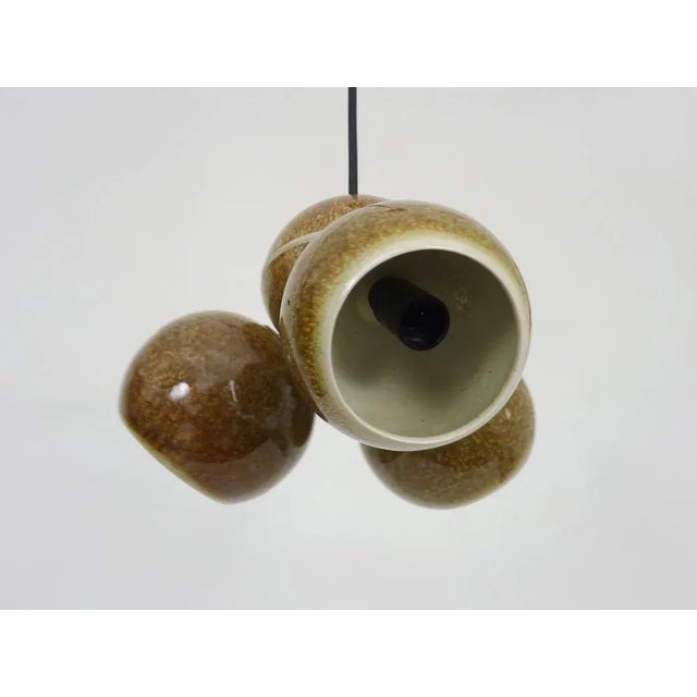 1960s Vintage Italian Chandelier with Three Ball Lights in Glazed Sandstone from Stilnovo, 1960s For Sale - Image 5 of 10
