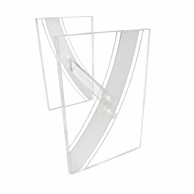 1970s Vintage Mid-Century Modern Frosted Design Lucite Dining Table Base For Sale - Image 5 of 9