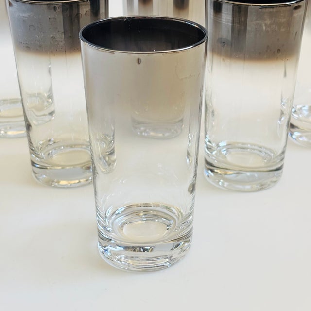 Silver Mid Century Silver Fade Highball Tumblers by Vitreon - Set of 6 For Sale - Image 8 of 13