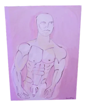 "Man in Mauve", Oil on Canvas, Signed Guinsberg