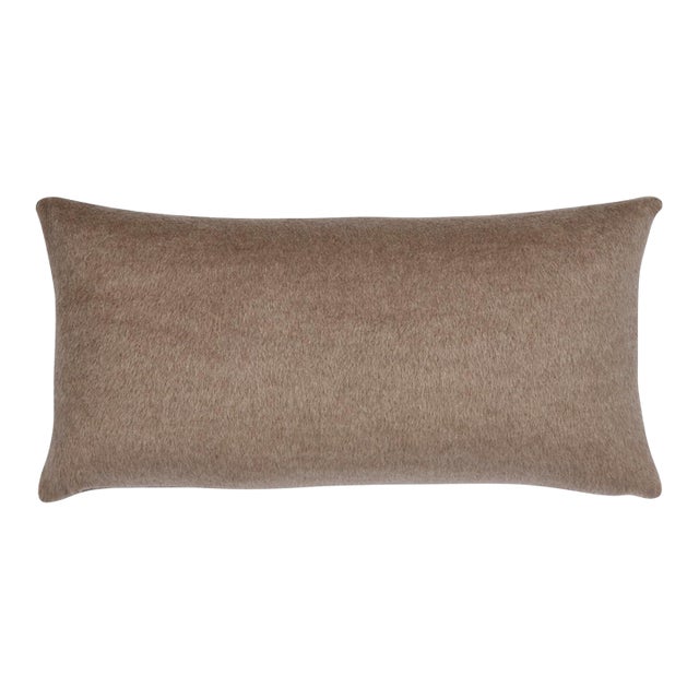 Schumacher Dixon Mohair 24" Lumbar Pillow In Driftwood For Sale