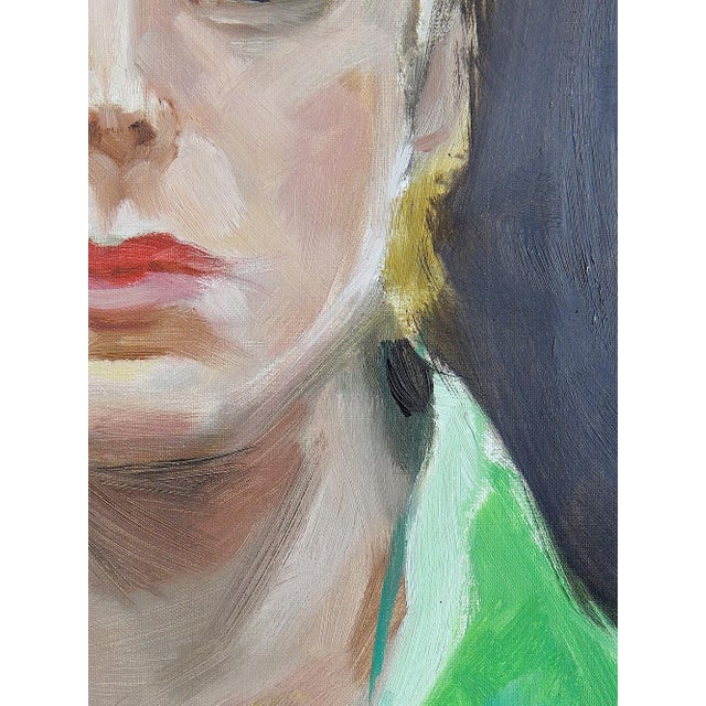 Portrait of Woman in Green, Oil on Canvas, 1980s, Framed For Sale - Image 9 of 16