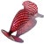 AVeM Italy Vintage Murano AVeM Swirling Ruby Red Clear Stripes Italian Art Glass Ruffle Rim Footed Flower Vase For Sale - Image 4 of 8