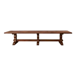 Monumental Country French Provincial Oak Farmhouse Trestle Dining Table