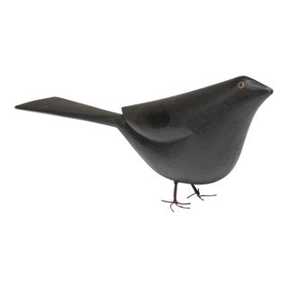 Vintage Hand-Carved and Painted Blackbird by Carleton Garrett For Sale