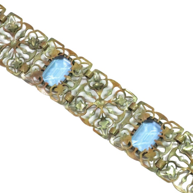 Blue Vintage Art Deco Czech Sapphire Crystal Bracelet 1930s For Sale - Image 8 of 8