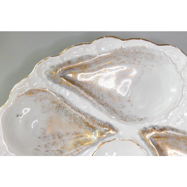 Limoges, France Antique French Gilt Silver Gray Porcelain Oyster Plate For Sale - Image 4 of 7