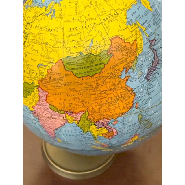 Blue Vintage, Mid-Century Modern Scholastic World Globe by the George F. Cram Co., Inc. For Sale - Image 8 of 13