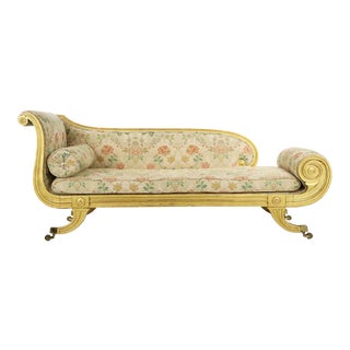Continental Regency Period Giltwood Recamier Settee, Circa 1820 For Sale