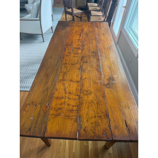 Farmhouse 19th Century American Primitive Farmhouse Harvest Dining Table For Sale - Image 3 of 12