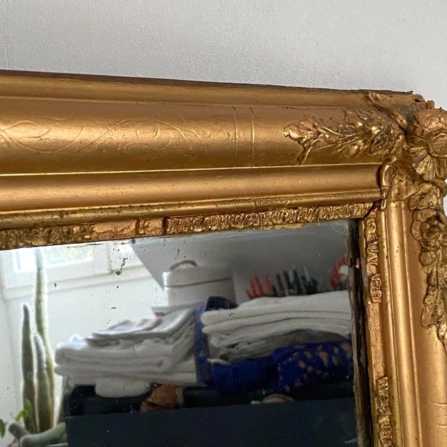 Gold Mercury Mirror in Wood and Gilded Stucco, 19th Century For Sale - Image 8 of 13