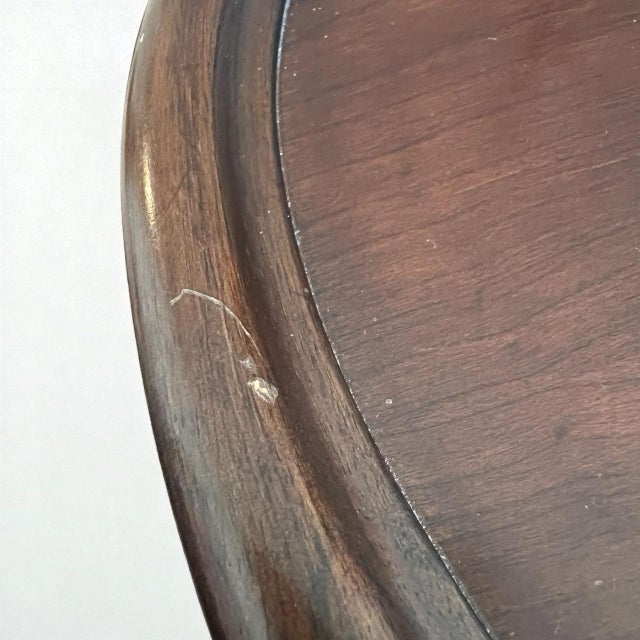 Ornamental & Decorative Materials Mid 20th Century Faux Bamboo Oval Shield Shape Coffee Side Table For Sale - Image 7 of 7