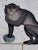 Tole Monkey with Chinese Export Bowl Towel Rack For Sale - Image 10 of 12