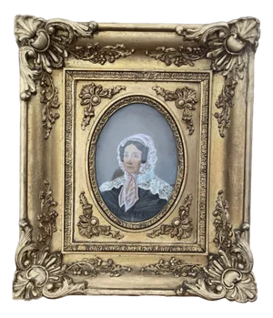 Bessa, Victorian Woman's Portrait, 19th Century, Watercolor, Framed