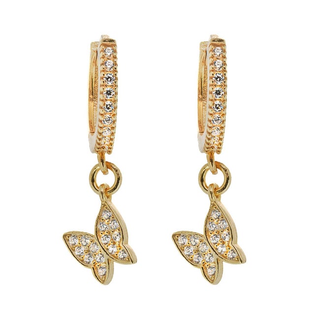 Freedom Butterfly Gold Vermeil & Pave Diamond Earrings, A Pair For Sale In Miami - Image 6 of 6