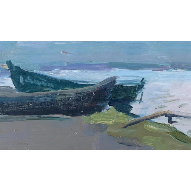 Summer Painting River Rural Landscape Impressionism Antique Oil Painting Original Soviet Art Ukrainian Artist Sokolovsky G. 20-34,5 1970s For Sale - Image 4 of 6