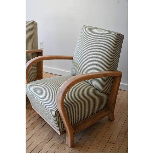 1930s Art Deco Armchair in Tatton Stripe, a Pair For Sale - Image 5 of 14