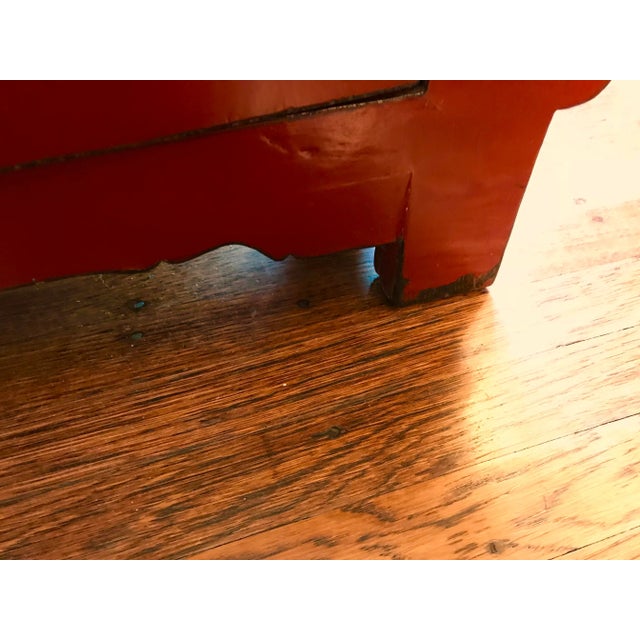 Red 20th Century Chinese Medium Sized Cinnabar Lacquered Sideboard Buffet Alter For Sale - Image 8 of 11