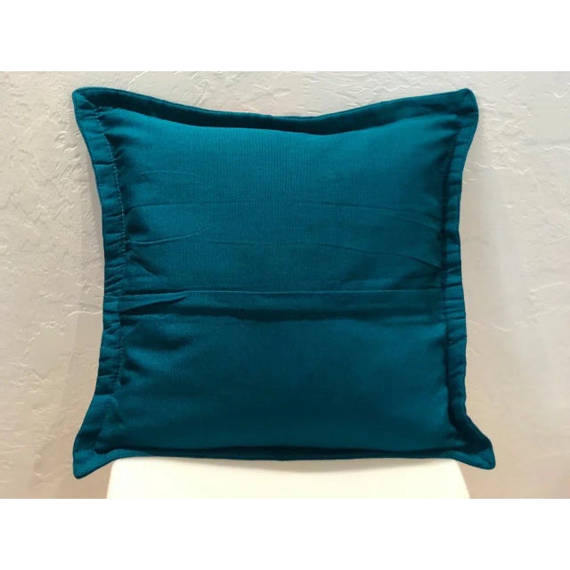 Beautiful and Colorful Floral Embroidered Pillow Cover Blue-Green Color Adds joy and color to any space. Size 19" by 19"...