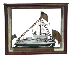 Early 20th Century Folk Art Model of a Torpedo Boat Under Glass