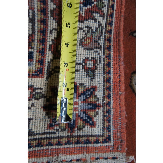 Textile Vintage Hand Knotted Wool Geometric Medallion Orange Rug Runner Signed 3' X 8' For Sale - Image 7 of 11