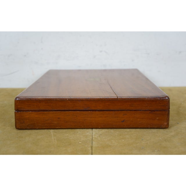 Late 19th Century Antique Mahogany Brass Flatware Fish Cutlery Knife Presentation Storage Box 14" For Sale - Image 5 of 17