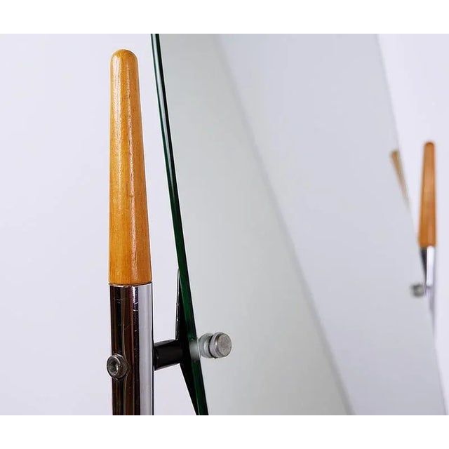 Wood Psyche Mirror in Chrome and Wood, 1970s For Sale - Image 7 of 11