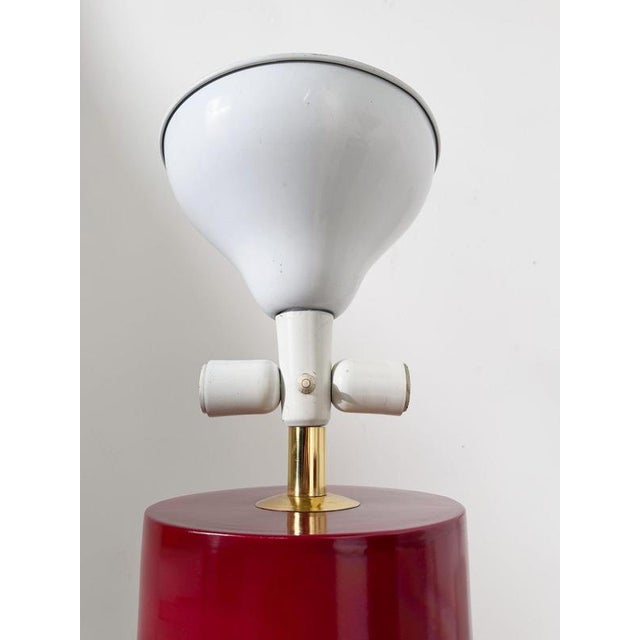Italian Ruby Red Glazed Ceramic and Brass Twin Table Lamps, 1970s, Set of 2 For Sale - Image 18 of 18