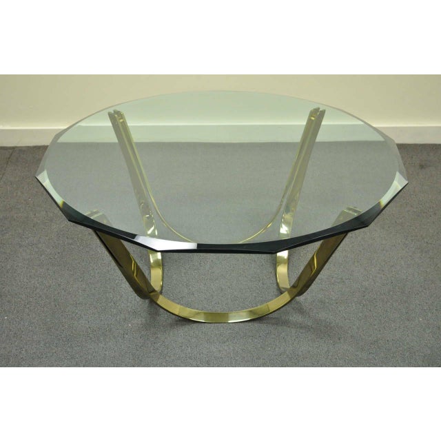 1970s MidCentury Modern Trimark Brass Plated Steel & Glass Coffee Table Chairish