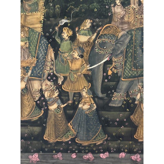 Large Indian Traditional Painting on Silk/Framed For Sale In Miami - Image 6 of 13