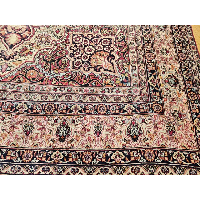 19th Century Oversized Persian Kerman Lavar Rug, Hand-Knotted Wool, Floral Pattern, Ivory & Burgundy, 11’ X 16’ For Sale - Image 12 of 14