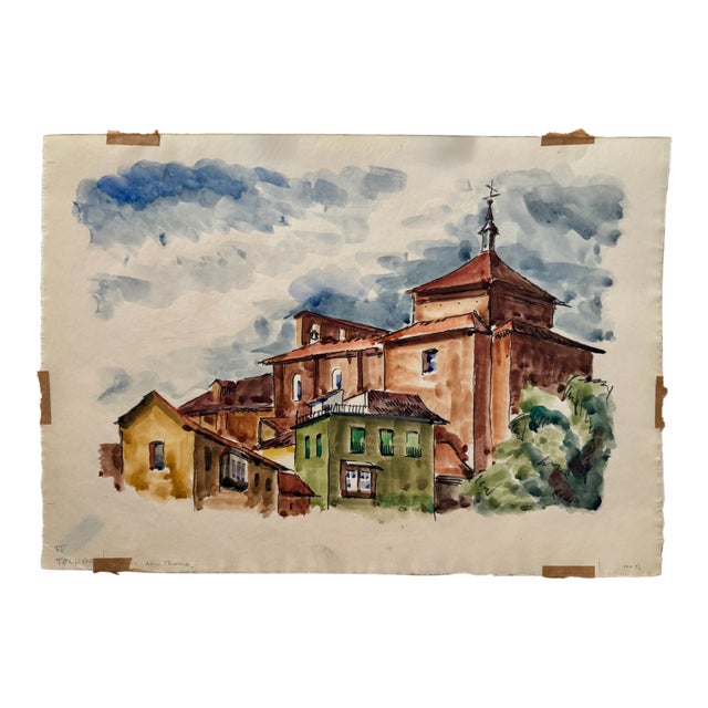 Henry Emil Salloch Original Watercolor on Paper Toledo, Spain. 1973. For Sale