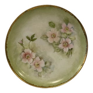 Vintage Hand-Painted Dogwood Floral Plate For Sale