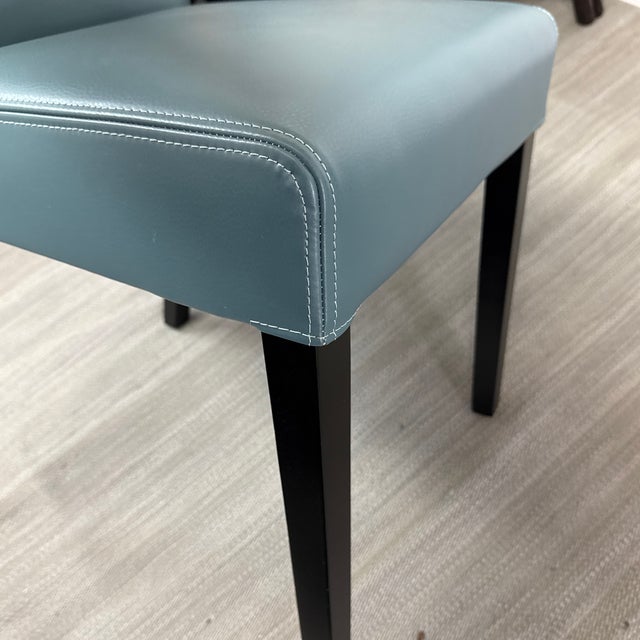 Contemporary Crate & Barrel Lowe Leather Side Dining Chair, Pair For Sale - Image 3 of 12