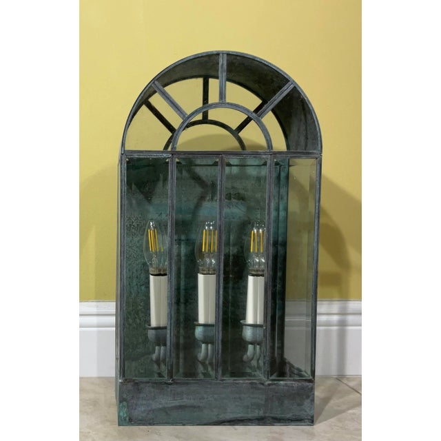 American Single Vintage Handcrafted Wall-Mounted Brass Lantern For Sale - Image 3 of 12
