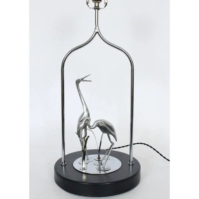 1970s Curtis Jere Style "Herons" Chrome & Cast Aluminum Table Lamp, circa 1980 For Sale - Image 5 of 13