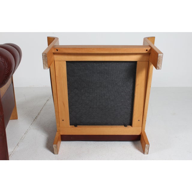 Brutalist Lounge Chairs in Oak and Reddish Brown Leather, 1970s, Set of 2 For Sale - Image 16 of 17