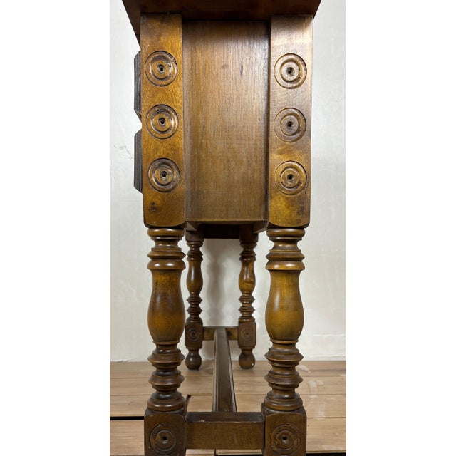 1930s 1930s Spanish Renaissance Revival Console Table With Four Carved Drawers For Sale - Image 5 of 9